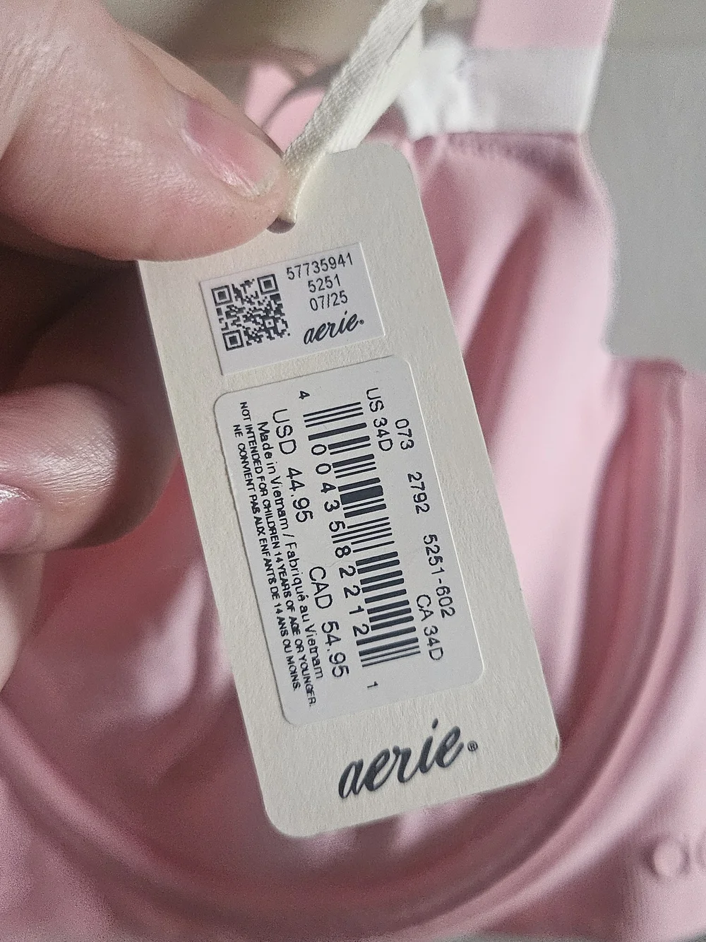 aerie Light Pink Underwire Smooth Bra - Picture 2 of 2